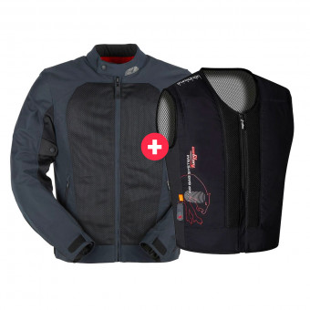 Airbag per moto Furygan Genesis Mistral Evo 2 Blue Black + Gilet Airbag Paraschiena D3O