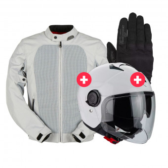 Giacche moto Furygan Genesis Mistral Evo 2 Pearl + Exo City White + Jet D3O