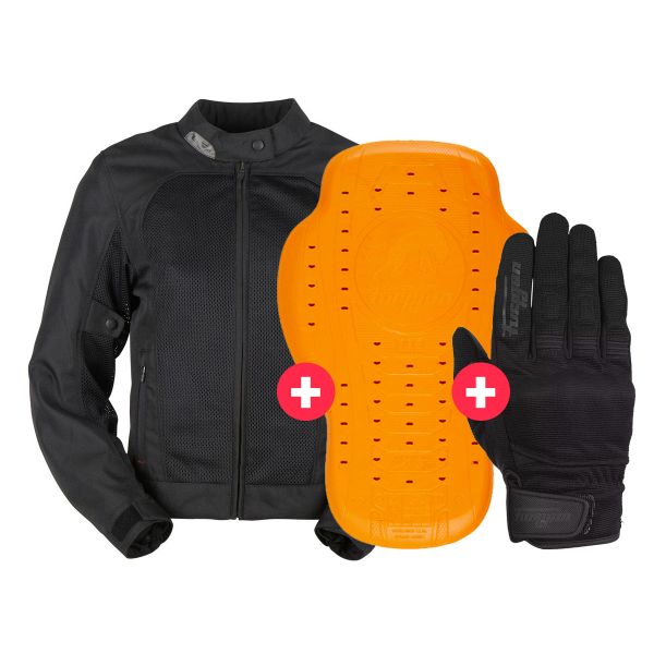 Giacche moto Furygan Genesis Mistral Lady Evo2 Black + Dorsale D3O Viper Livello 2 + Jet Lady