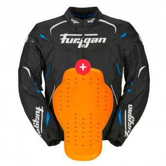 Giacche moto Furygan Narval Black White Blue + Back Protector D3O Viper Level 2