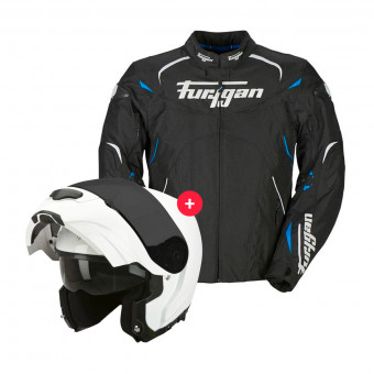 Giacche moto Furygan Narval Black White Blue + EXO 3000 Air White