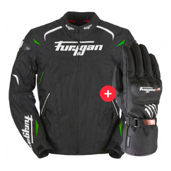 Giacche moto Furygan Narval Black White Green + Keen Black White