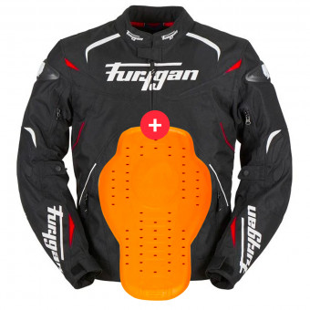 Giacche moto Furygan Narval Black White Red + Back Protector D3O Viper Level 2
