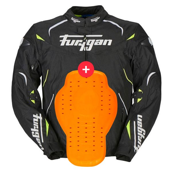 Pack Giacca Moto + Paraschiena : Furygan Narval Black White Yellow +  Paraschiena D3O Livello 2 | iCasque.it