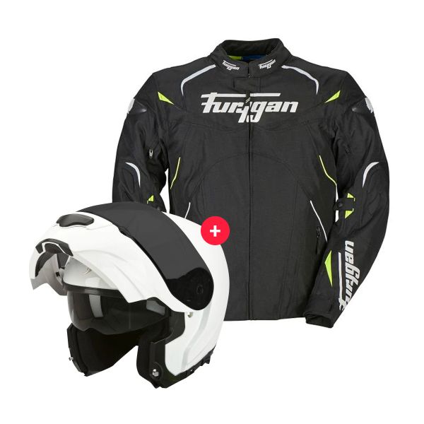 Giacche moto Furygan Narval Black White Yellow + EXO 3000 Air White