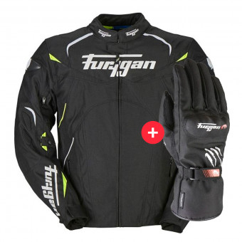 Giacche moto Furygan Narval Black White Yellow + Keen Black White