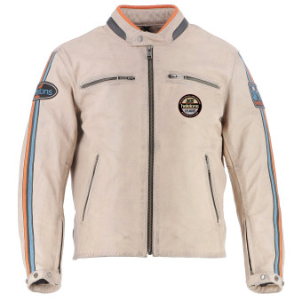 Giacche moto Helstons Ace 10 Years Leather Rag Beige
