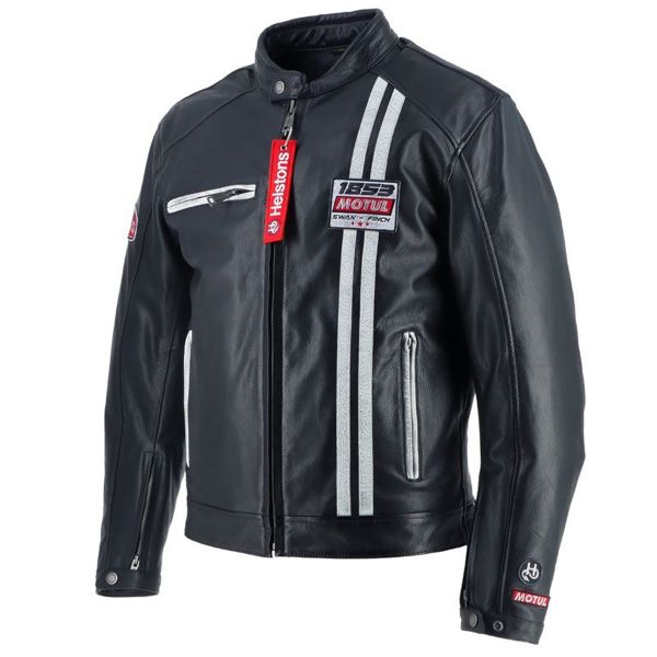 Helstons Boxer in pelle Rag Nero Bianco