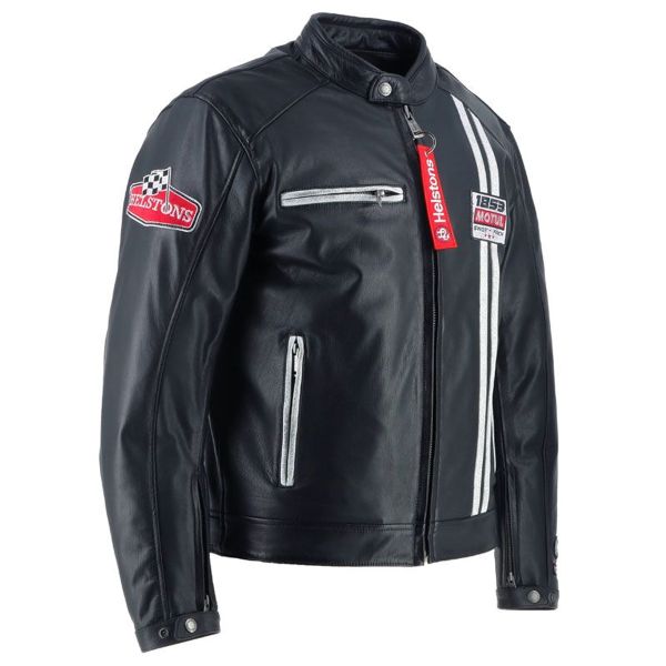 Helstons Boxer in pelle Rag Nero Bianco