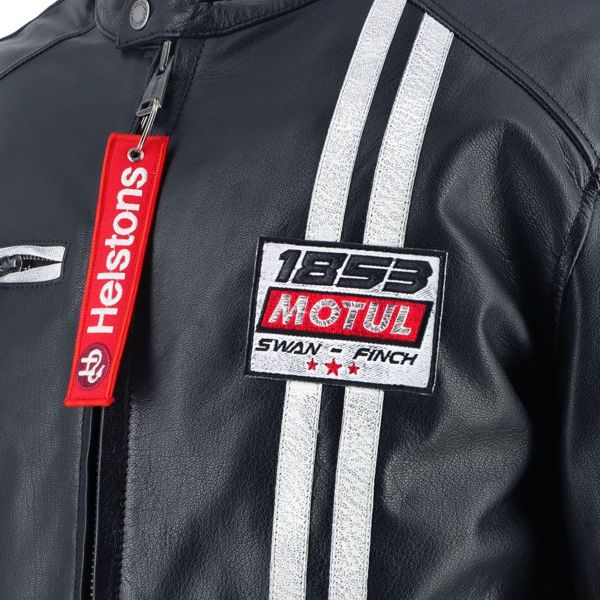 Helstons Boxer in pelle Rag Nero Bianco