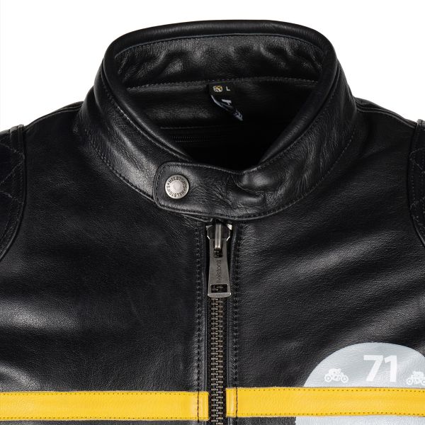 Helstons Chevy Leather Black Yellow Beige