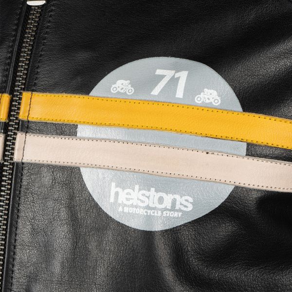 Helstons Chevy Leather Black Yellow Beige