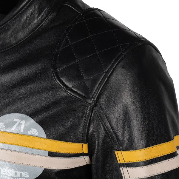 Helstons Chevy Leather Black Yellow Beige