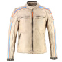 Giacche moto Helstons Clubman in pelle Beige Arancione Blu cielo