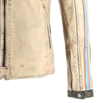 Helstons Clubman in pelle Beige Arancione Blu cielo