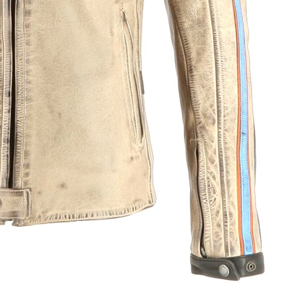 Helstons Clubman in pelle Beige Arancione Blu cielo