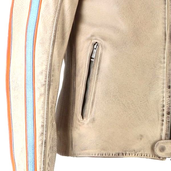 Helstons Clubman in pelle Beige Arancione Blu cielo