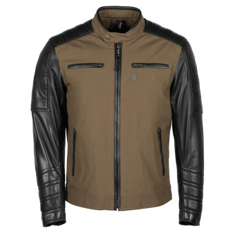 Giacche moto Helstons Cruiser Textile Leather Kaki Brown