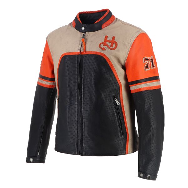 Giacche moto Helstons Indianapolis Air Pelle Nero Beige Arancione