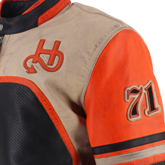 Helstons Indianapolis Air Pelle Nero Beige Arancione