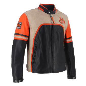 Helstons Indianapolis Air Pelle Nero Beige Arancione