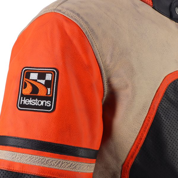 Helstons Indianapolis Air Pelle Nero Beige Arancione