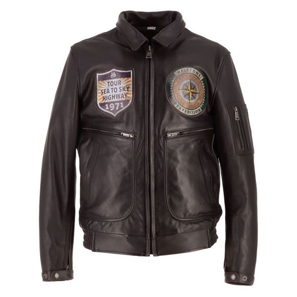 Giacche moto Helstons Jet Force Leather Rag Marrone