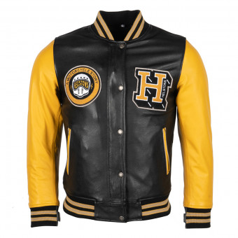 Giacche moto Helstons University Leather Lady Black Yellow