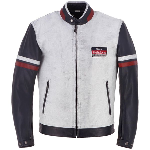 Giacche moto Helstons Serie V in pelle Rag Blu Bianco