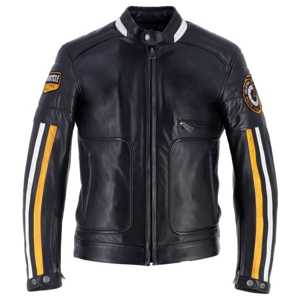 Giacche moto Helstons Vulcan Pelle Rag Nero Jaune