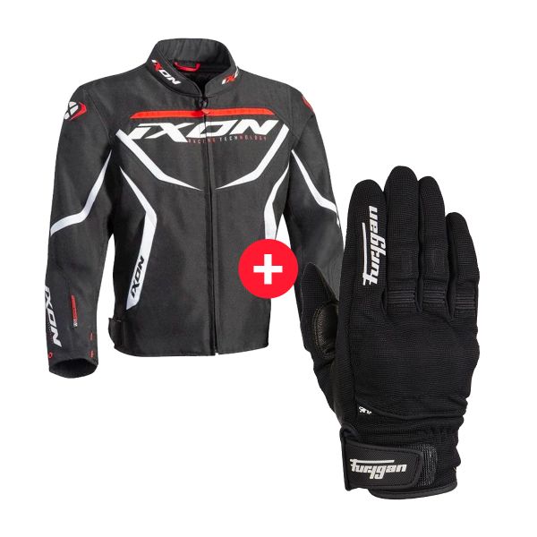 Giacche moto Ixon Sprinter Kid Black White + Jet Kid D3O Black White
