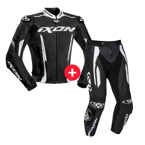 Giacche moto Ixon Vortex 2 Jacket Black White + Vortex 2 Pant Black White