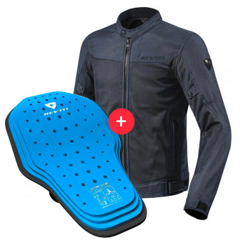Giacche moto REV'IT Eclipse Dark Blue + Back Protector Seesoft KN Blue Black