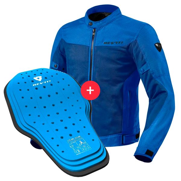 Giacche moto REV'IT Eclipse Blue + Back Protector Seesoft KN Blue Black