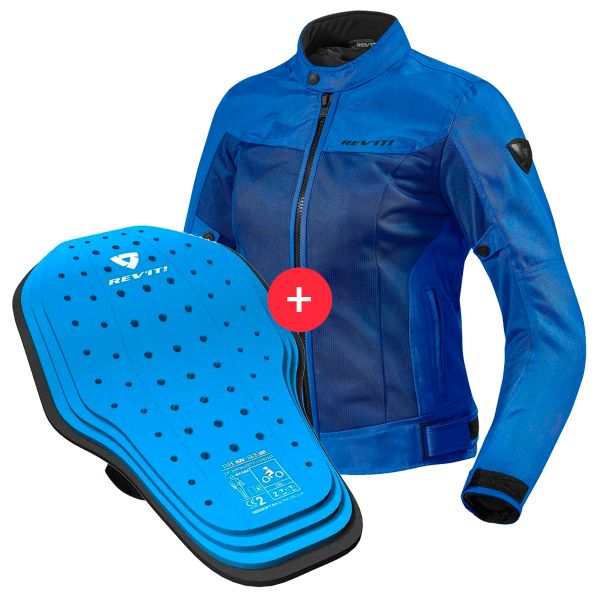 Giacche moto REV'IT Eclipse Ladies Blue + Back Protector Seesoft KN Blue Black