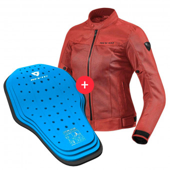 Giacche moto REV'IT Eclipse Ladies Burgundy Red + Back Protector Seesoft KN Blue Black