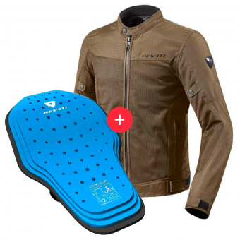 Giacche moto REV'IT Eclipse Brown + Back Protector Seesoft KN Blue Black