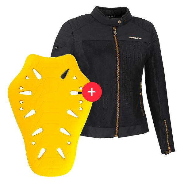 Giacche moto Segura Lady Oskar Black + Flex Omega Back Protector Level 2