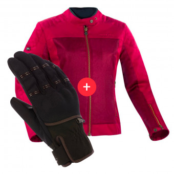 Giacche moto Segura Lady Oskar Burgundy + Maverick Black Brown