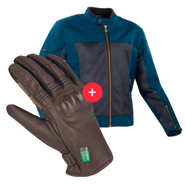 Giacche moto Segura Oskar Marine + Swan Brown