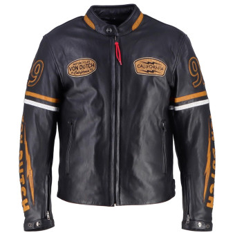 Giacche moto Von Dutch California Leather Nero Oro Bianco