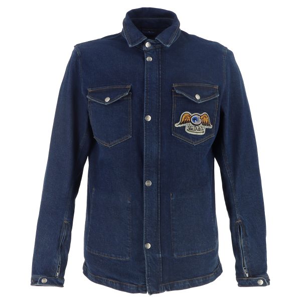 Giacche Moto Lunghe Von Dutch Captain Denim Blue Dirty