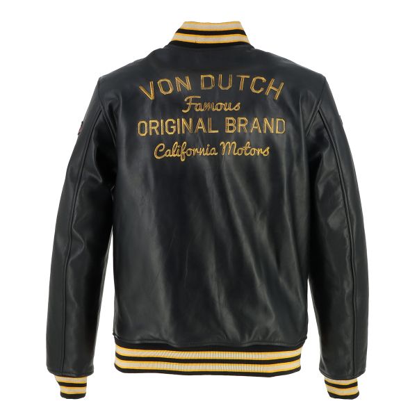 Von Dutch Collegian Leather Rag Black Yellow