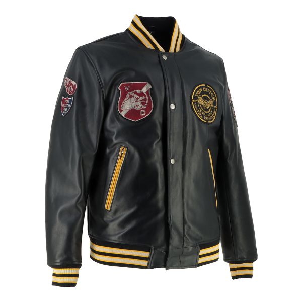 Von Dutch Collegian Leather Rag Black Yellow