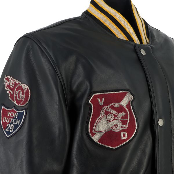 Von Dutch Collegian Leather Rag Black Yellow