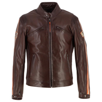 Giacche moto Von Dutch Fast Leather Marrone Beige Arancione