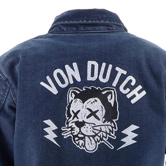 Von Dutch Pussycat Cotton Denim Blu Sporco
