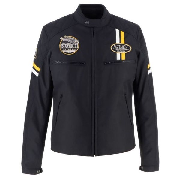Giacche moto Von Dutch Race Now Nero Bianco Giallo