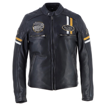 Giacche moto Von Dutch Race Now Leather Nero Bianco Giallo
