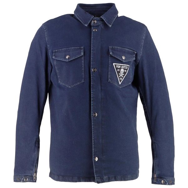 Giacche moto Von Dutch Stray Cat Coton Denim Blu Sporco
